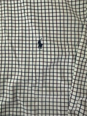 Ralph Lauren Button-Down Shirt/Navy & Burgundy Windowpane Performance Fabric